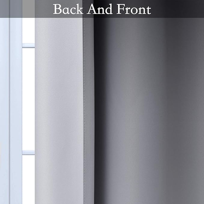 SimpleHome Ombre Room Darkening Curtains for Bedroom, Gradient Black to Grey White Light Blocking Thermal Insulated Grommet Window Curtains/Drapes for Living Room,2 Panels, 52x84 inches Length