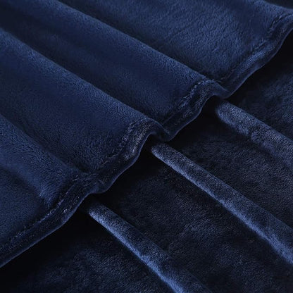 TASTHROW Large Flannel Fleece Throw Blanket, 50×70 Inch - Cozy Lightweight Thick Blanket - All Seasons Suitable for Women, Men and Kids (Navy)