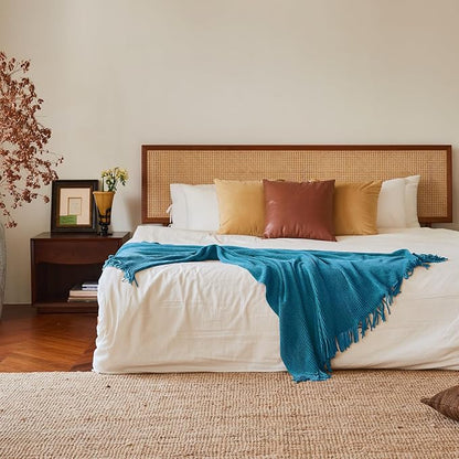lifein Chenille Throw Blanket 60x80 - Soft Boho Knitted Blanket for Couch Cozy Farmhouse Decor Bed Throw, Lightweight All Season Teal Blanket, Decorative for Living Room Bedroom Spring Decor