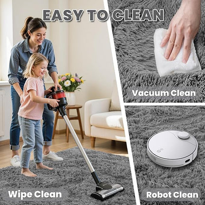 6x9 Area Rugs for Living Room Rug: Soft Fluffy Shag Light Gray Rugs for Bedroom, Non-Slip Large Fuzzy Plush Rug Indoor Floor Carpet for Nursery Kids Boys Girls Room, Dorms, Playroom, Modern Home Decor