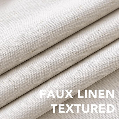 H.VERSAILTEX Primitive Linen Curtains 100% Blackout Curtain Drapes Burlap Fabric Curtains with White Thermal Insulated Liner, Grommet Top Drapes Living Room/Bedroom (2 Panels, 42 x 63 Inch, Ivory)