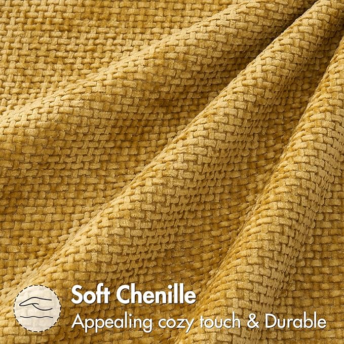 MIULEE Pack of 2 Euro Sham Pillow Covers 24x24 Inch Neutral Gold Modern Boho Accent Decorative Throw Pillow Covers Soft Chenille Farmhouse Cushion Covers for Home Decor Couch Bed Sofa Living Room