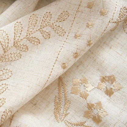 jinchan Belrose 4 Panel Curtains Set 90 Inch Length Floral Curtains Linen Blend Beige Embroidered Drapes Farmhouse Flower Patterned Drapes for Living Room Bedroom Window Treatments Set of 4