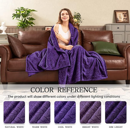 inhand Fleece Throw Blanket, Super Soft Fuzzy Blanket for Couch Sofa Bed Office, Cozy Plush Fleece Blanket Throw Size, Washable Lightweight Flannel Blankets Throw for All Season(50”x60”,Purple)
