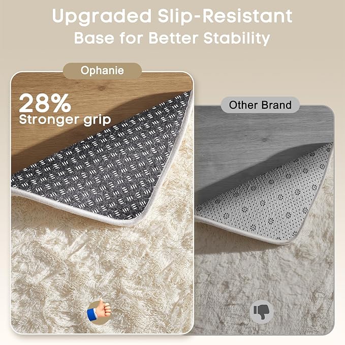 Ophanie 7x9 Area Rugs, Upgrade Non-Slip Fluffy Soft Rugs for Living Room, Large Shag Ivory Fuzzy Plush Rug, Shaggy Big Carpets for Bedroom, Kids Boys Girls Dorm Nursery Home Decor Aesthetic