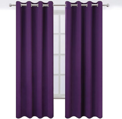 LEMOMO Blackout Curtains 66 x 84 inch/Purple Curtains Set of 2 Panels/Thermal Insulated Room Darkening Bedroom Curtains