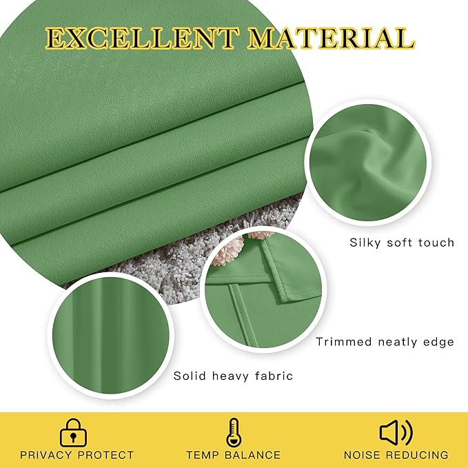 NICETOWN Forest Green Room Darkening 102 inch Curtains, Grommet Thermal Curtains Weighted Window Treatments for Living Room/Farmhouse, W46 x L102, 2 Panels