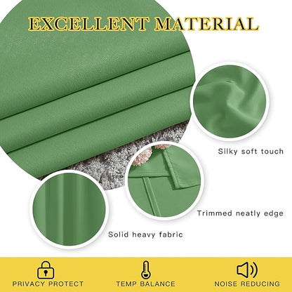 NICETOWN Blackout Forest Green Curtains 84 inches Long, Grommet Room Darkening Thermal Insulated Sound Dampening Window Treatments for Bedroom/Home Office, 2 Panels, W46 x L84