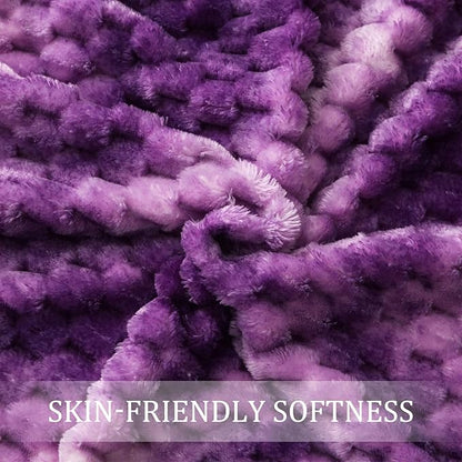 Exclusivo Mezcla Fleece Twin Blanket for Bed, Extra Large Fuzzy Tie-dye Purple Bed Blankets, Soft Cozy Plush Sofa Throws for All Seasons, 90x66 Inches