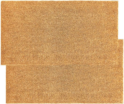 KANKUN Coco Coir Door Mat with Heavy Duty Backing, Welcome Doormat (17" x 30"), Doormat Entrance (Plain - 2Pack)