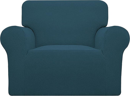 Easy-Going Stretch Oversized Chair Sofa Slipcover 1-Piece Couch Sofa Cover Furniture Protector Soft with Elastic Bottom for Kids Spandex Jacquard Fabric Small Checks Deep Teal