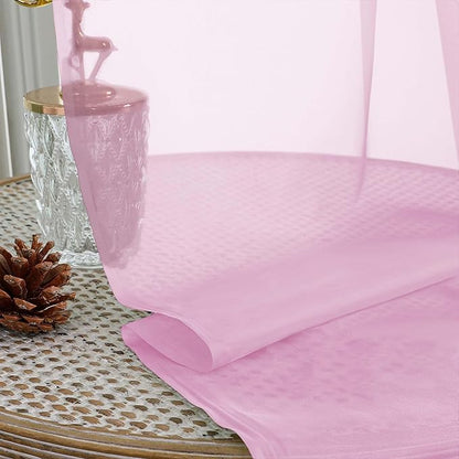 OVZME Light Pink Bedroom Curtains 96 Length for Farmhouse, 59 Inch Extra Wide Light Filtering Voile Drapes Light Airy Window Decor for Patio Door Living Room Bedroom Dining, 59Wx96L Inches