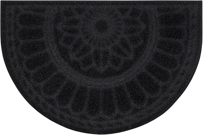 Mohawk Home Entryway Door Mat 2' X 3' All Weather Outdoor Non Slip Recycled Rubber Doormat, Rope Impressions Graphite