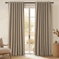 Topfinel Taupe Burlap Linen Blackout Curtains & Drapes 86 Inch Length 2 Panels Set Dark Flax Linen Brown Tan Room Darkening Soundproof Cabin Curtains with Hooks Rings for Bedroom Living Room