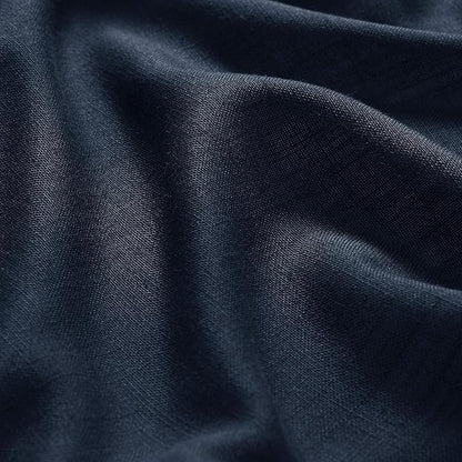 Nanspring Navy Blue Linen Curtains 63 Inches Length 2 Panels Set for Living Room Back Tab Pocket Light Filtering Semi Sheer Drapes Cotton Linen Textured Indigo Blue Window Curtain 52X63 Inches