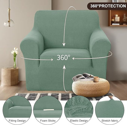 U-NICE HOME Recliner Chair Covers Stretch Couch Cover Sofa Cover Sofa Slipcover Furniture Protector for Chair Cover Pet Friendly(Armchair, Cyan)