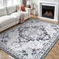 Rugflix 6x9 Area Rug for Living Room, Machine Washable Area Rugs with Non-Slip Backing, Large Soft Boho Vintage Rug for Bedroom, Dining Room, Low Pile Carpet, Kids Pet Friendly, Grey