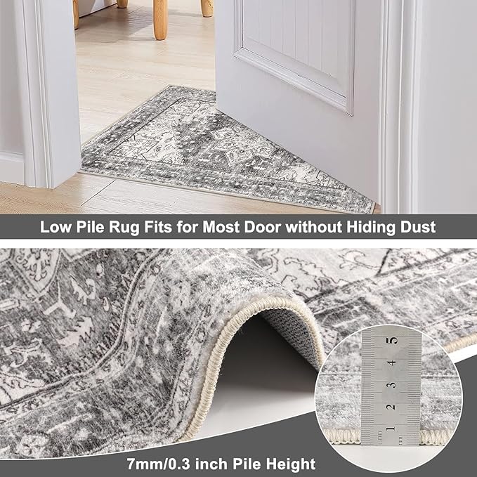 Yamaziot Washable Runner Rug, 2x6 Non-Slip Boho Vintage Hallway Rug Runner with Rubber Backing, Stain Resistant Distressed Carpet Runner for Bedroom, Kitchen, Laundry, Entrance