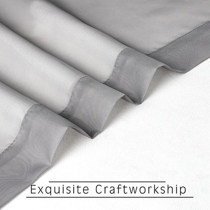OWENIE Grey Sheer Curtains 24 Inches Long 2 Panels for Bathroom Window, Rod Pocket Light Filtering Sheer Tier Curtains for Small Kitchen Laundry Room, RV, Camper Travel Trailers, 42W x 24L, Gray