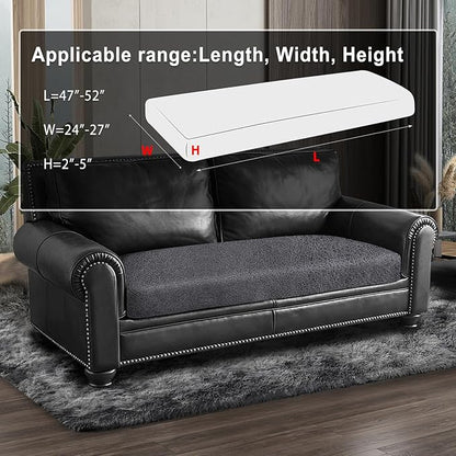 Leather Look Couch Cushion Covers Sofa Seat Slipcovers Sets Couches Furniture Protector for Sectional Armchair Loveseat Pets Kids Stretch Spandex Fabric (1 Cushion Loveseat, Dark Grey)