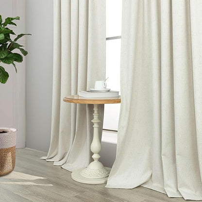 Blackout Curtains 94 Inches Long Custom Rustic for Living Dining Room Darkening Faux Linen Curtains Drapes Weather Burg Thermal Insulated Sound Draft Cold Warm Blocking Curtain No Light Cream Back Tab