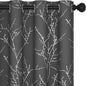 Deconovo Grey Blackout Curtains, Thermal Insulated Soundproof Drapes, Silver Branch Foil Print, 52 x 72 Inch, 2 Panels, Machine‑Washable Privacy Window Panel for Living Room Bedroom Nursery Office