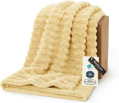 Bedsure GentleSoft Custard Yellow Fleece Twin Blanket for Couch - Super Soft Cozy Blankets for Women, Cute Small Blanket for Girls, 60x80 Inches