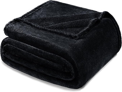 Exclusivo Mezcla Fleece Blanket King Size for Bed, Super Soft and Warm, All Season, Cozy, Plush, Lightweight, 90x104 Inches, Black