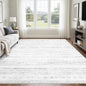 Moroccan Washable Rugs 8x10 Area Rugs for Living Room,Bedroom,Dining Room- Large Ultra Soft Faux Wool Retro Carpet,Non Slip&Non-Shedding Low Pile Vintage Print Rug for Home Office-(Gray-White)
