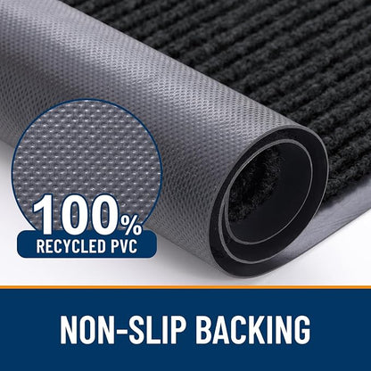 OLANLY Front Door Mat Indoor Outdoor Entrance, Waterproof Heavy Duty Doormat, Fade Resistant, Low Profile, Easy Clean Patio Porch Welcome Floor Mats for Entry, 33x21, Black
