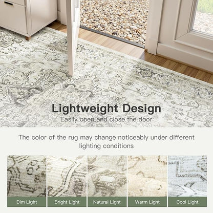 Lofus 5x7 Area Rugs for Living Room, Washable Area Rug, Rugs for Bedroom, Kitchen, Vintage Boho Carpet, Soft Non-Slip, Low Pile Large Area Rug for Office Dining Room, Beige and Brown