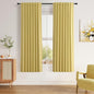 Guken Yellow 100% Blackout Linen Curtains 63 Inch Length 2 Panels Set for Living Room Bedroom Back Tab/Rod Pocket Thermal Insulated Black Out Drapes Room Darkening Farmhouse Window Curtains