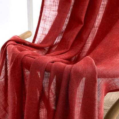 MIULEE Red Linen Curtains 96 Inch Long for Bedroom Living Room, Soft Thick Linen Textured Window Drapes Semi Sheer Light Filtering Rod Pocket Back Tab Christmas Burlap Look, 2 Panels
