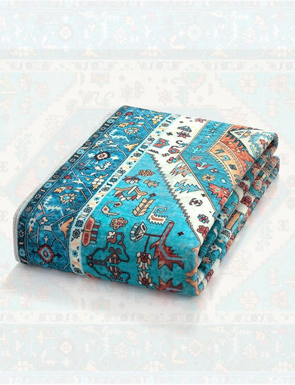 SERISSA Boho Washable Runner Rug, 2'6"x10' Rug Runner Non-Slip Vintage Blue Hallway Kitchen Runner Rug Ultra Soft Print Distressed Tribal Floor Carpet Runner for Bedroom Bathroom Laundry Room