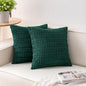 Pack of 2 Corduroy Decorative Throw Pillow Covers 26x26 InchSoft Striped Pillow Covers Modern Farmhouse Home Decor for Sofa Living Room Couch Bed（Blackish Green）