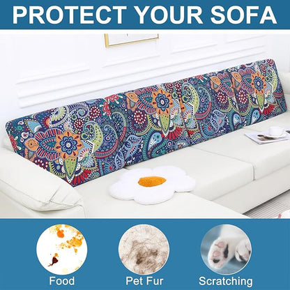 Smiry Printed Couch Cushion Covers, Stretch Soft Couch Covers for Sofa, Washable Non-Slip Sofa Slipcover Furniture Protector for Indoor and Outdoor (Backrest L, Blue Green)