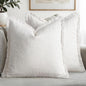 MIULEE Decorative Throw Pillow Covers Neutral Linen Fringe Throw Pillows Euro Shams Set of 2 White Boho Farmhouse Cushion Covers for Couch Sofa Bed Living Room Spring Home Decor 24x24 Inch