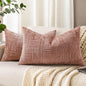 decorUhome Summer Pink Chenille Throw Pillow Covers 12x20 Set of 2 Textured Soft Cozy Slubby Couch Pillow Covers Modern Farmhouse Boho Decorative Pillow Cases for Bed Sofa Living Room