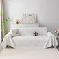 MYSKY HOME Boho Couch Cover White Sofa Covers with Tassel Farmhouse Sofa Slipcover Simple Couch Protector for Dogs Chenille Sectional Couch Covers L Shaped Couch Cushion Covers, 71"x 134"