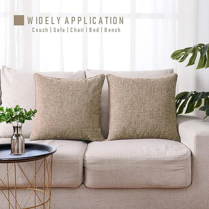 HPUK Pack of 2 Tan Throw Pillow Covers, 18x18 inch Accent Throw Pillows for Living Room, Bedroom, Dorm, Decorative Tan Pillow Covers for Couch, Sofa, Light Brown