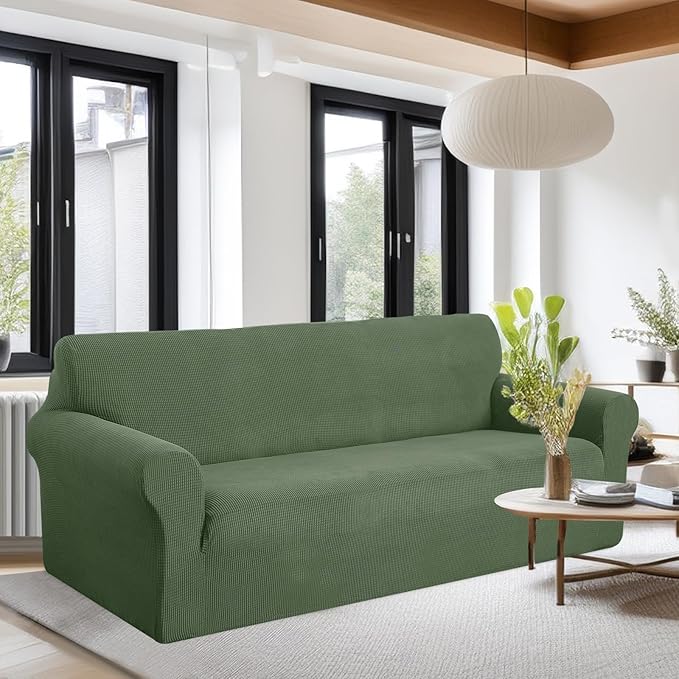 U-NICE HOME Oversized Stretch Sofa Slipcover, Soft Jacquard Fabric Couch Cover, Pet Friendly Furniture Protector, Loden Frost
