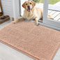 OLANLY Dog Door Mat for Muddy Paws 35x24, Absorbs Moisture and Dirt, Absorbent Non-Slip Washable Doormat, Quick Dry Chenille Mud Mat for Dogs, Entry Indoor Entryway Carpet for Inside Floor, Peach
