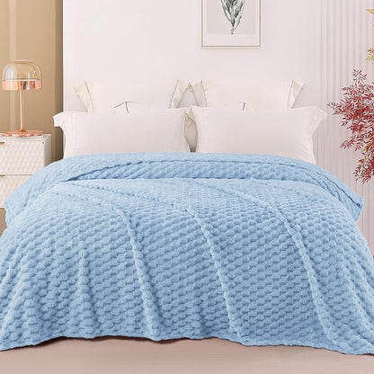 Exclusivo Mezcla Fleece Twin Blanket for Bed, Extra Large Fuzzy Stone Blue Bed Blankets, Soft Cozy Plush Sofa Throws for All Seasons, 60x80 Inches