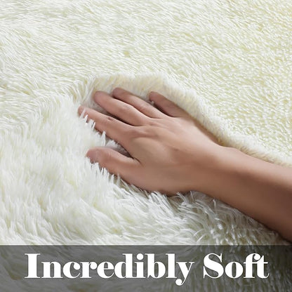 ONASAR Cream White 6x9 Area Rugs for Living Room Bedroom, Large Fluffy Bedside Throw Rug, Soft Plush Shaggy Fuzzy Floor Carpet for Nursery Kids Girls Boys Teen Dorm Home Decor Aesthetic