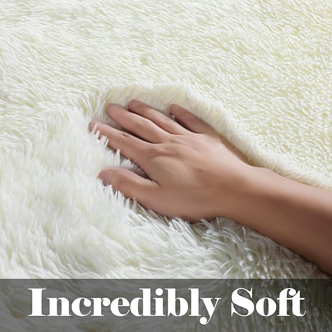 ONASAR Cream White Area Rugs for Bedroom Living Room, Fluffy 4x6 Indoor Bedside Floor Throw Rug, Soft Plush Shaggy Carpet for Nursery Kids Girls Boys Teen Dorm Home Office Decor Aesthetic
