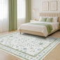Hazo Haus Cream Oushak 6x9 Bedroom Rug - Boho Floral Cool Blue and Green, Washable Low Pile Non-Slip Ultra-Thin Large Area Rugs for Bed Room, Living Room, Playroom