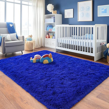 Rugs for Living Room 5x7, Soft Shaggy Modern Shag Area Rug for Bedroom, Upgrade Non-Slip Plush Fluffy Carpet for Kids Boys Girls Room Home Decor Aesthetic, Royal Blue