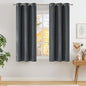 NICETOWN Short Faux Linen Charcoal Gray Blackout Curtains 63 inches Long for Kitchen - Privacy Panels for Living Room Bedroom, Modern Farmhouse Style Easy Care Grommet Top, 2 Panels, W42 by L63