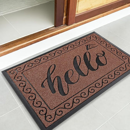 Yimobra Welcome Mats for Front Door 29.5x17, Heavy Duty Waterproof Outdoor Door Mat Outside Entrance, Non-Slip Low Profile Indoor Entryway Mat for Garage Patio, Maroon