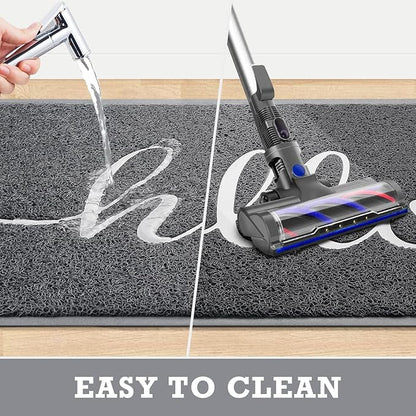 CozyBounty Door Mat Hello Mats Outdoor Indoor Non-Slip Doormat for Entryway Low-Profile Floor Mat for Yard, Garage, High Traffic Areas (32"x20", Grey)